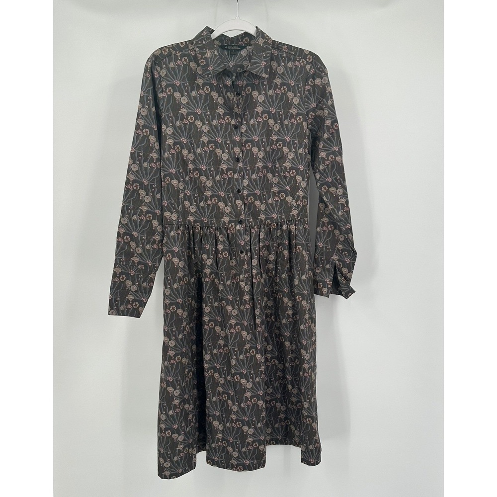 Brooks Brothers Womens Cottagecore Dark Floral Midi Dress Size Modest Earthy